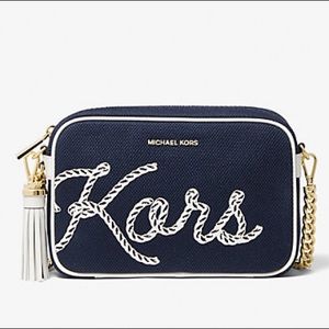 Michael Kors navy&white Medium Printed Canvas Bag